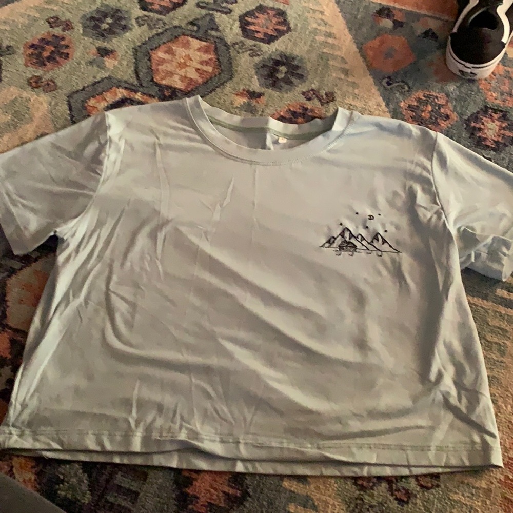 Blue crop top from romwe large with mountain